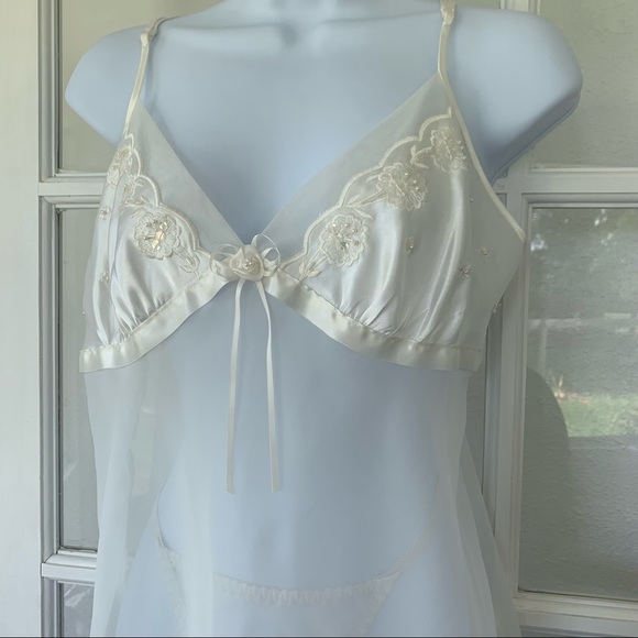 Vintage Other - Seductive Wear by cinema etoile vintage white chemise teddy lingerie set